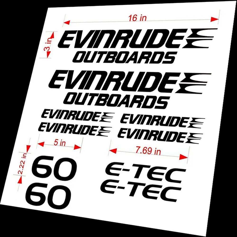 Fishing Boat Cover - EVINRUDE 아웃보드 E-TEC 60 데칼 엔진