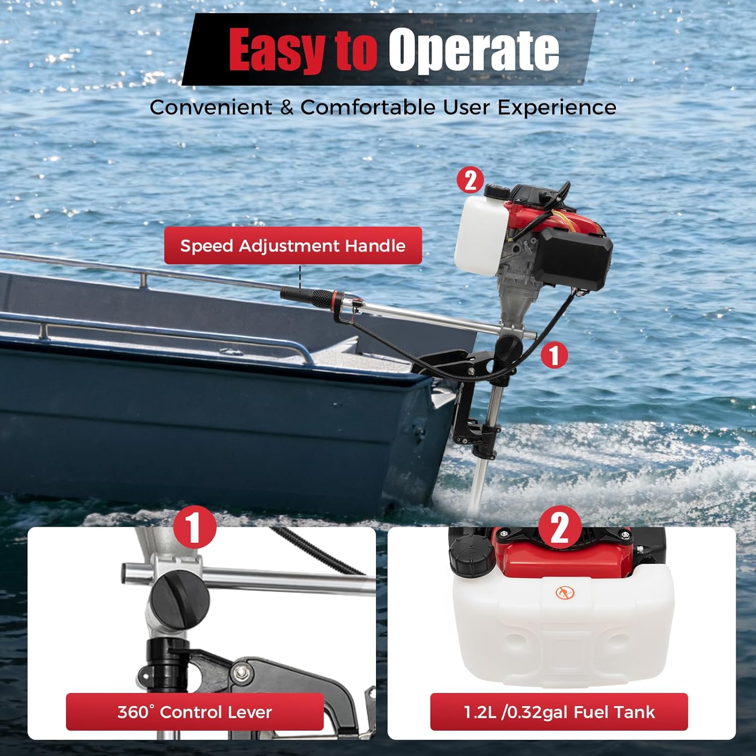 4HP 선외 모터, 4행정 53.2CC 해양 보트 엔진 - Fishing Boat Outboard Motor 리뷰 및 가격